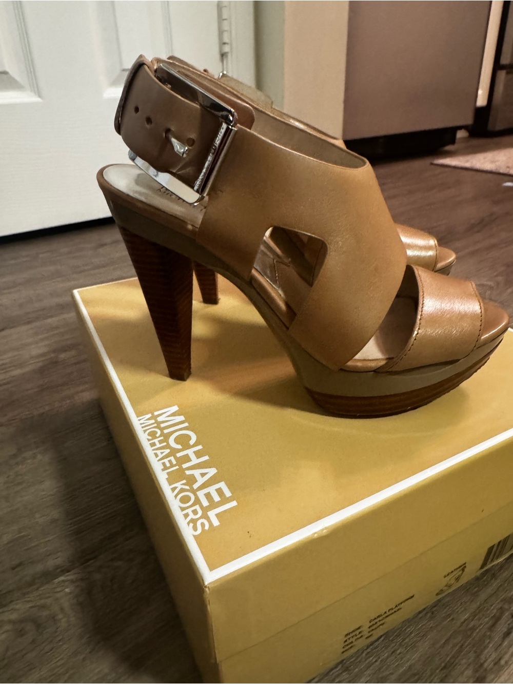 MICHAEL Michael Kors Tan Platform Slingback Heels